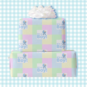 Boy Baby Shower Pastel Rosa Blue Gult Grönt Presentpapper