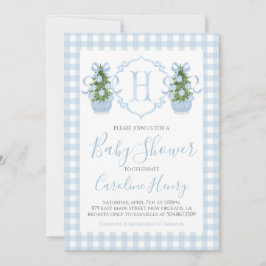 Boy Baby Shower Preppy Gingham Blue Inbjudningar