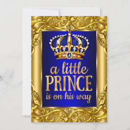 Boy Baby Shower Royal Prince blue guld Inbjudningar