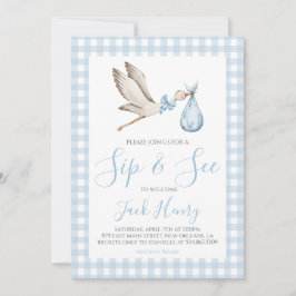 Boy Baby Shower Southern Sip & See Blue Stork Inbjudningar