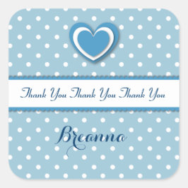 Boy Baby Shower Tack BLUE Polka dots Fyrkantigt Klistermärke