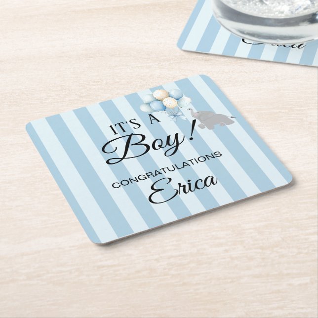 Boy Baby Shower Underlägg Papper Kvadrat (Vinklad)