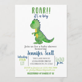 Boy Baby Shower Watercolor Dinosaur-inbjudan Inbjudningar