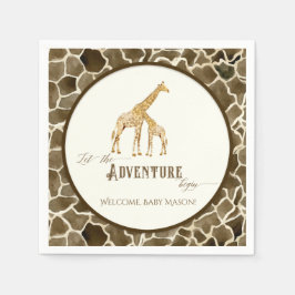 Boy Baby Shower Watercolor Giraffe Mamma och Baby Pappersservett