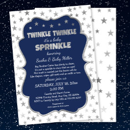 Boy Baby Sprinkle-inbjudningar, silver-stjärnor Inbjudningar