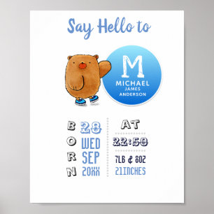 BOY BABY STATS Birth Details Notice Keepsaké Poster