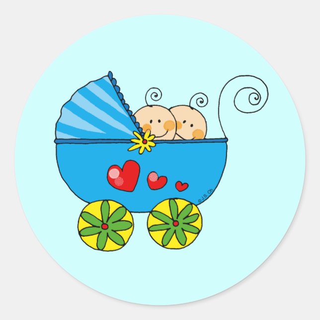 Boy baby twillingars runt klistermärke (Framsida)