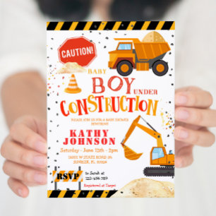 Boy Baby under Construction Baby Shower-inbjudan Inbjudningar