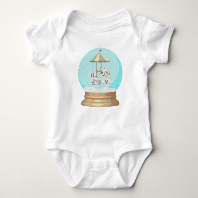 Boy baby vinterglobe yeti snö t shirt (Framsida)