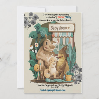 BOY BABYSHOWER ANIMIE-inbjudan Inbjudningar