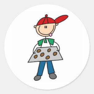 Boy Baking Cookies Sticker Runt Klistermärke