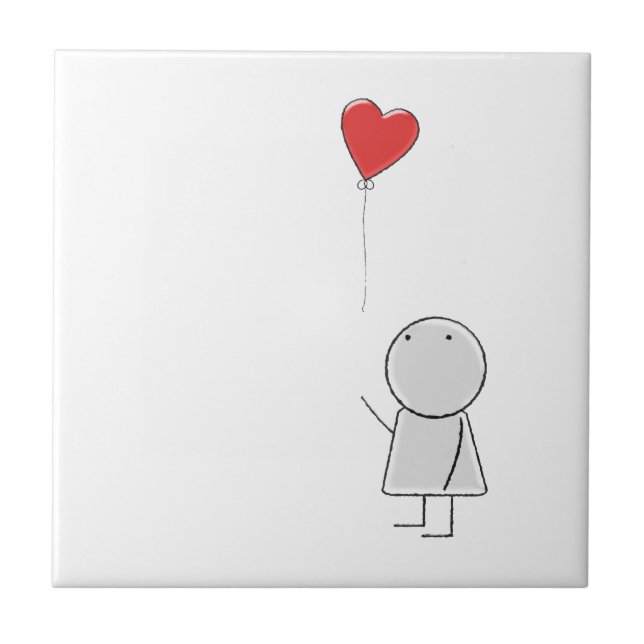 Boy & Balloon Ceramic Tile Kakelplatta (Framsidan)