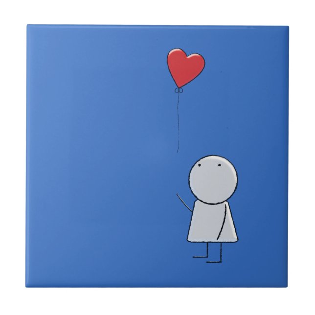 Boy & Balloon Ceramic Tile Kakelplatta (Framsidan)