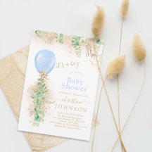Boy Balloon Eucalyptus Guld Glitter Baby Shower