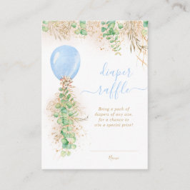 Boy Balloon Eucalyptus Guld Glitter Diaper Raffle Tilläggskort