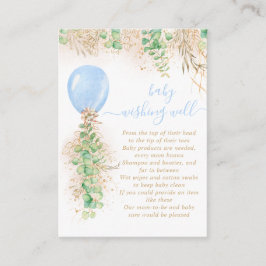 Boy Balloon Greenery Wishing well Baby Shower Tilläggskort