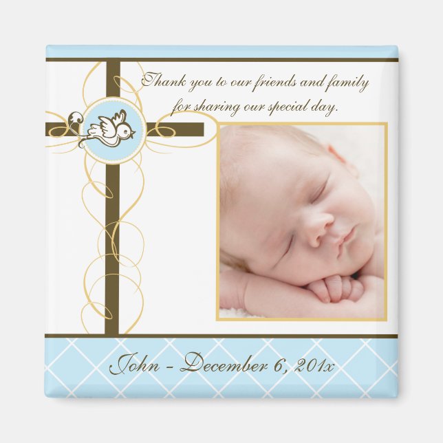 Boy Baptism/Christening Favor - Photo Magnet (Framsidan)