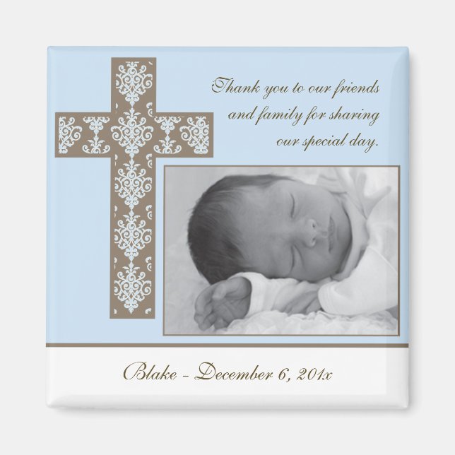 Boy Baptism/Christening Favor - Photo Magnet (Framsidan)