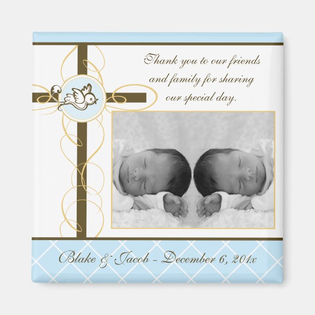 Boy Baptism/Christening Favor - Photo Magnet (Framsidan)
