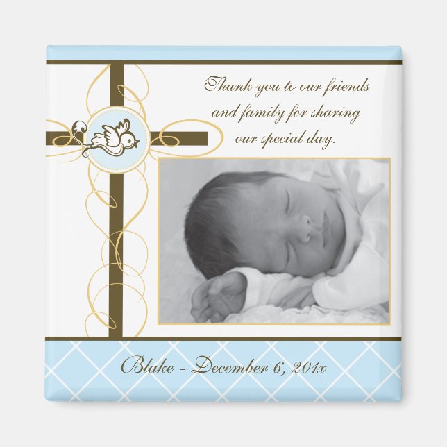 Boy Baptism/Christening Favor - Photo Magnet (Framsidan)