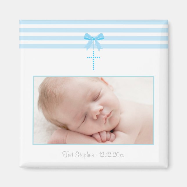 Boy Baptism/Christening Favor - Photo Magnet (Framsidan)