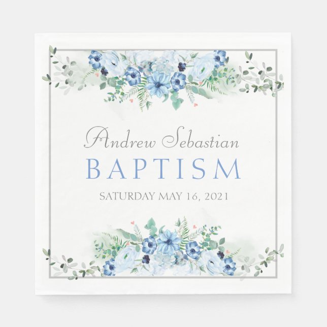 Boy Baptism Personlig Party Napkin Pappersservett (Framsidan)