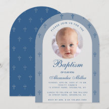 Boy Baptism Photo Modern Dusty Blue Arch-skript