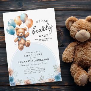Boy Barly Wait Nalle Boho Baby Shower Inbjudningar