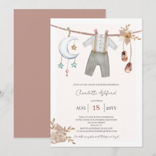 Boy Barnkläders Boho Baby Shower-inbjudan Inbjudningar