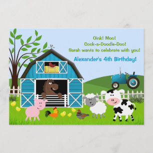 Boy Barnyard Boskap Birthday Investigations Inbjudningar