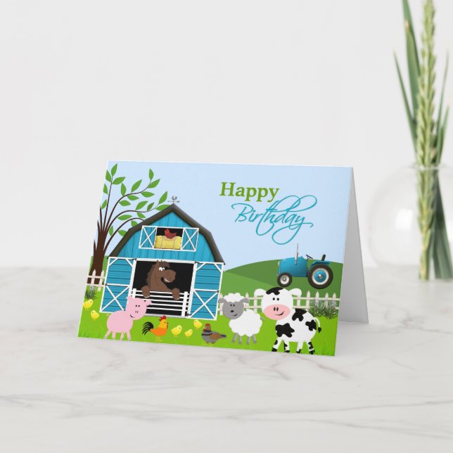 Boy Barnyard Boskap Greeting Card Kort (Framsida)