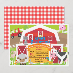 Boy Barnyard-inbjudan - inbjudan till lantgård på