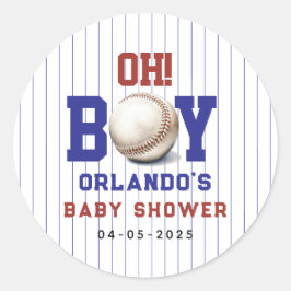 Boy Baseball Baby Shower | Cute Sports Party Runt Klistermärke