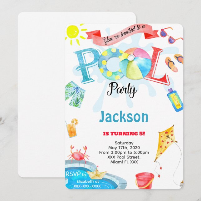 Boy Bassäng-inbjudan Inbjudningar (Fram/baksida)