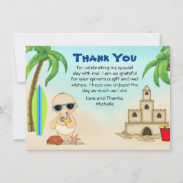 Boy Beach Baby Sandcastle n Surfboard Baby Shower Tack Kort