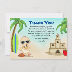 Boy Beach Baby Sandcastle n Surfboard Baby Shower Tack Kort