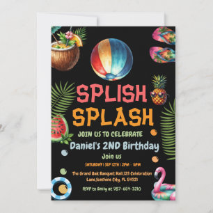 Boy Beach Boll Bassäng Party bjudande Birthday Inbjudningar