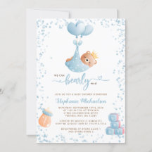 Boy Bear Baby Shower med begäran om Bok