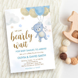 Boy Bear Barly Wait Baby Shower Inbjudningar