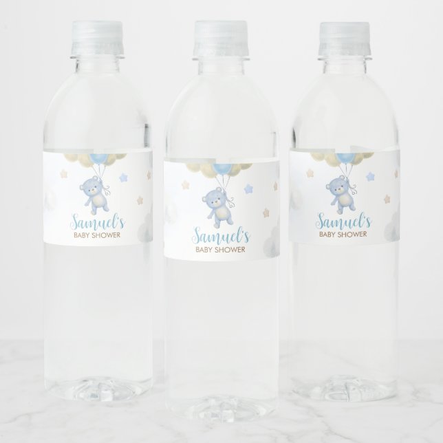 Boy Bear Barly Wait Baby Shower Vattenflaskor Etikett (Flaskor)