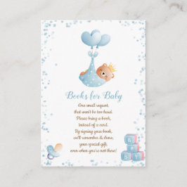Boy Bear Blue Bokar for Baby Shower Tilläggskort