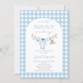 Boy Bear Clothesline Baby Shower invitation Inbjudningar
