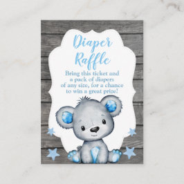 Boy Bear Diaper Raffle Biljett Teddy Shower Tilläggskort