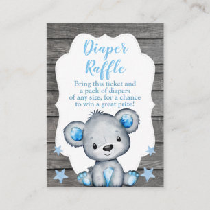 Boy Bear Diaper Raffle Biljett Teddy Shower Tilläggskort