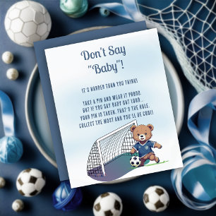 Boy Bear Soccer Baby Shower Säg inte Baby Game