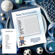 Boy Bear Soccer Player Baby Shower Ord Scramble