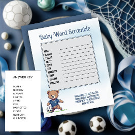 Boy Bear Soccer Player Baby Shower Ord Scramble