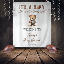 Boy Bearly Wait American Football Baby Shower