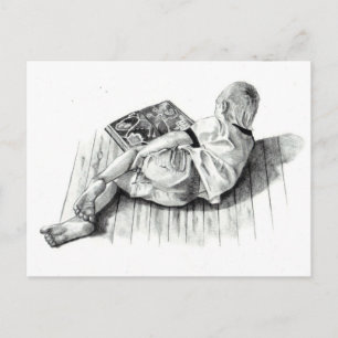BOY BEHANDLADE BOK: PENCIL REALISM ART VYKORT