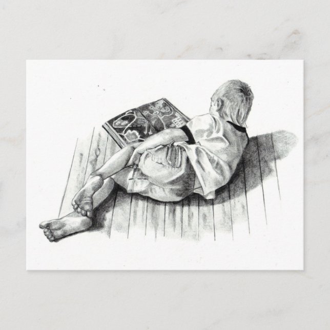 BOY BEHANDLADE BOK: PENCIL REALISM ART VYKORT (Framsida)